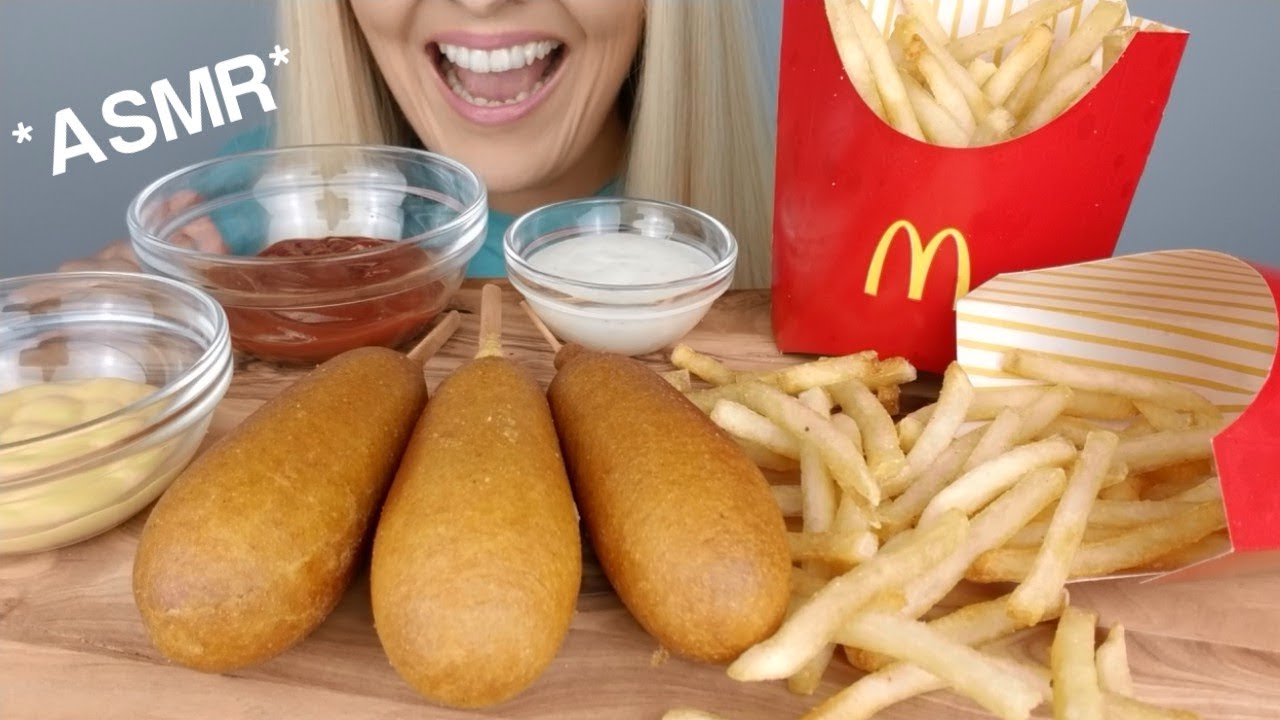 Crispy CORN DOGS and Crunchy McDONALD'S FRENCH FRIES ASMR | Eating Sounds *No Talking