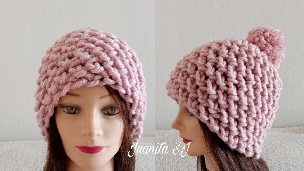 GORRO O BOINA TEJIDA CON LOS DEDOS EN MINUTOS!! Cómo tejer