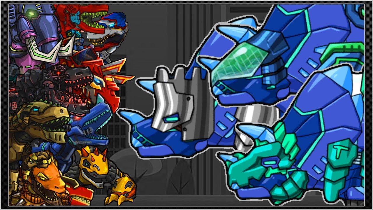 Tricera Blue's Awesome Power vs Dinosaur Hordes | Dino Robot Battlefield