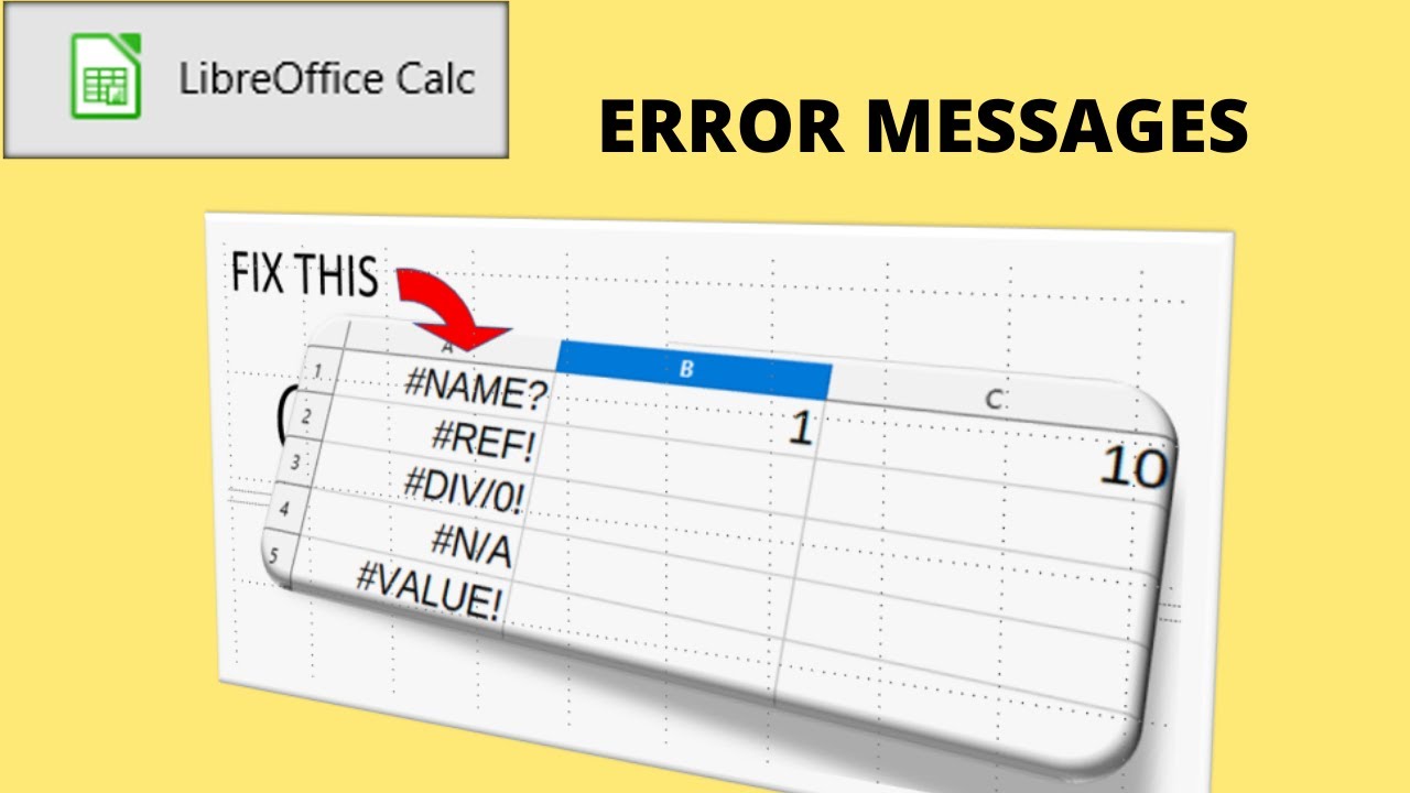 This video explains how to fix error messages in Libreoffice Calc