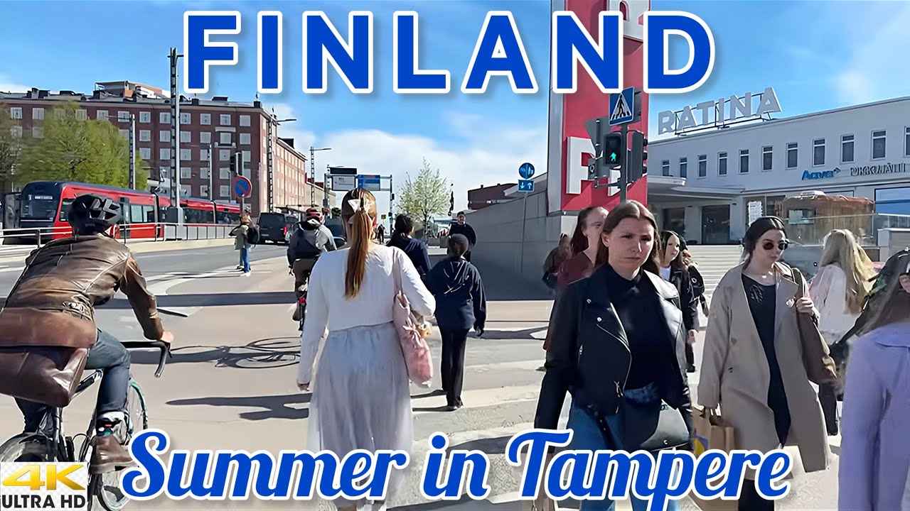TAMPERE 4K CITY CENTER SUMMER WALKING TOUR | NORDIC STREET VIBES IN SUMMERTIME | FINLAND CITY WALK 
