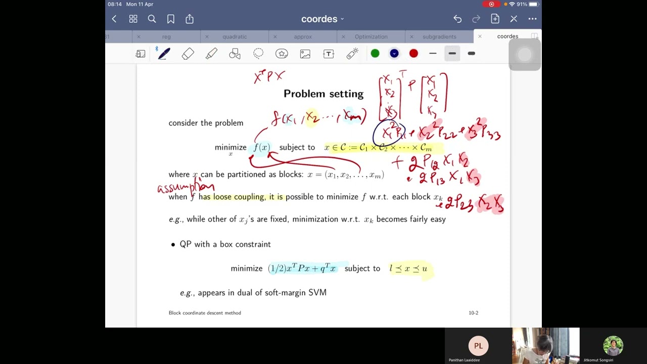 Block coordinate descent method (BCD) part 1: problem structure, algorithm description