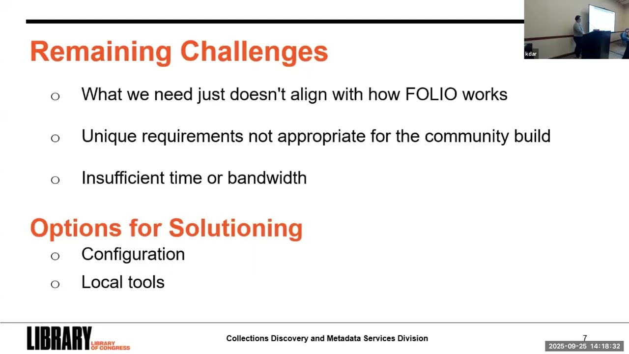 Extending FOLIO: Library of Congress tools and customizations that the&hellip; (WOLFcon 2025)