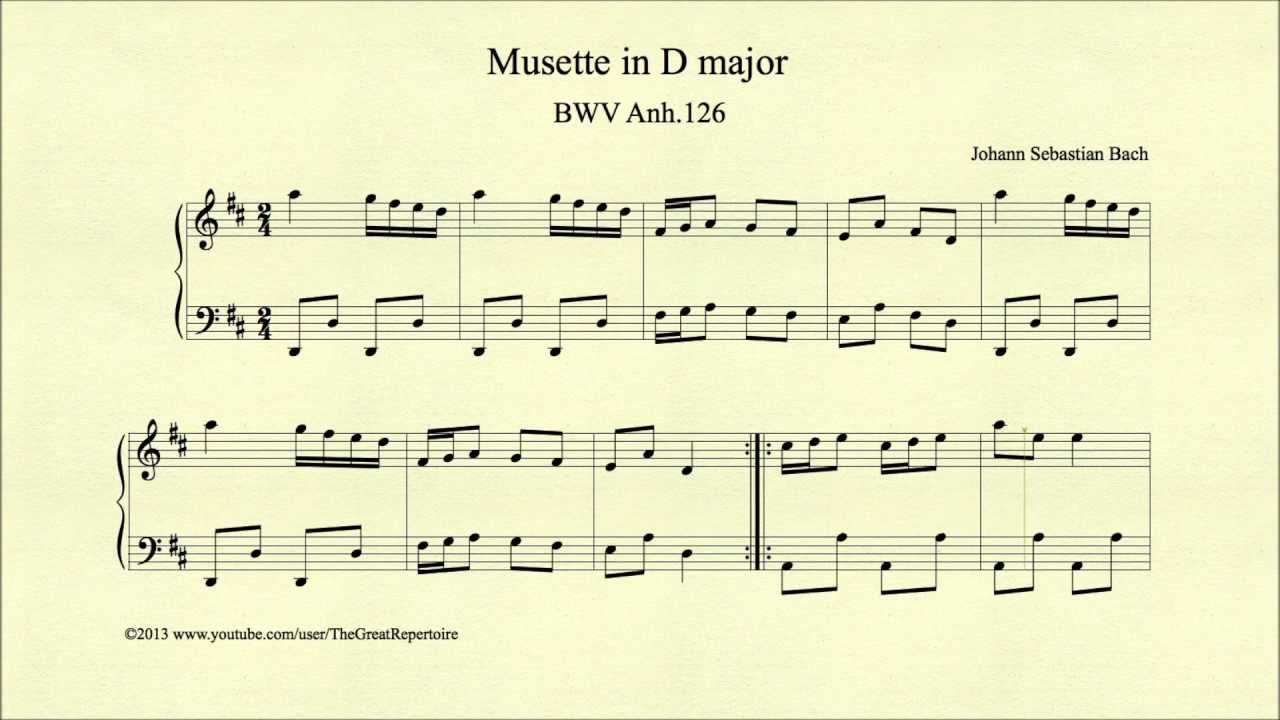 Bach, Musette in D major, BWV Anh 126, Piano