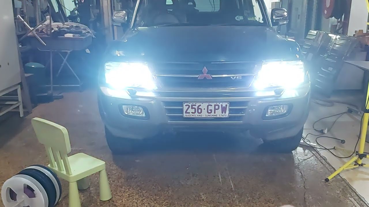 Electric Pajero Headlight testing.