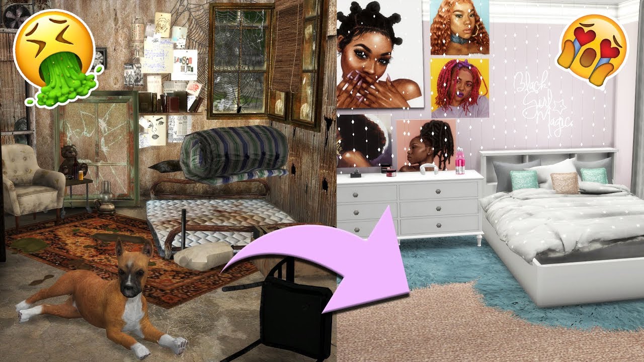 🤮 GRUNGE ROOM MAKEOVER 😱 (abandoned house..) #2 | The Sims 4 HOUSE FLIPPER