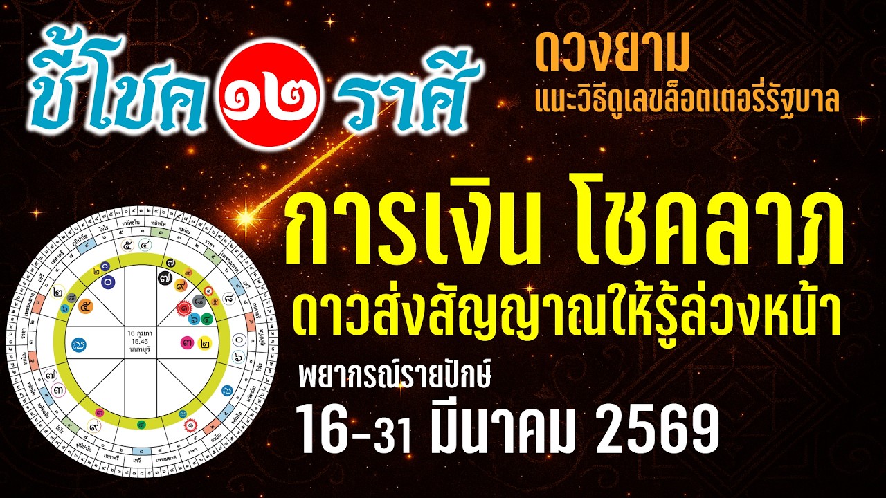 #ชี้โชค12ราศี 16-31 มีนาคม 2569 การเงินและโชคอยู่ที่ใด?