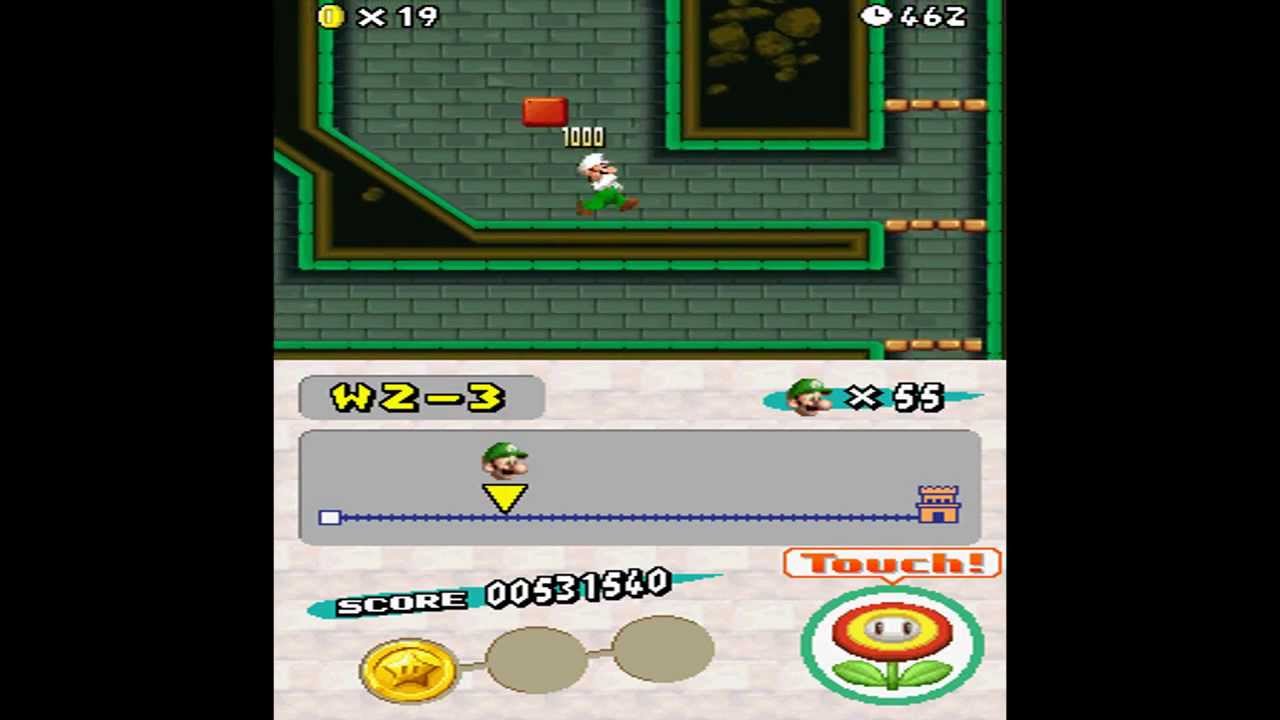 New Super Mario Bros. DS Complete Walkthrough (Luigi) - Part 2 (HD 720p)