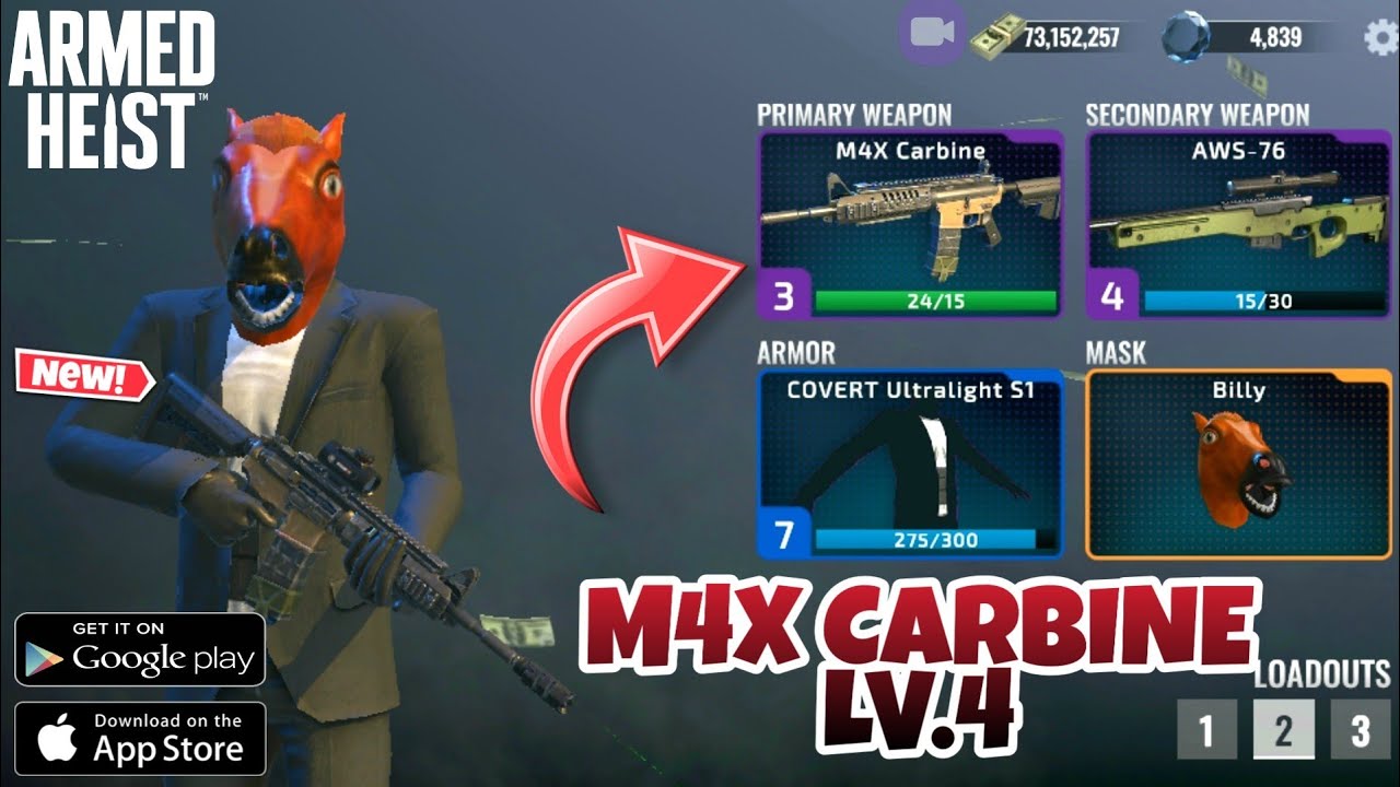 NEW M4X CARBINE LEVEL 4 UPGRADE & GAMEPLAY| ARMED HEIST