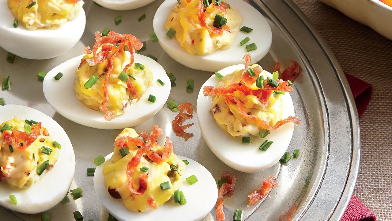 Muffuletta Deviled Eggs | Southern Living