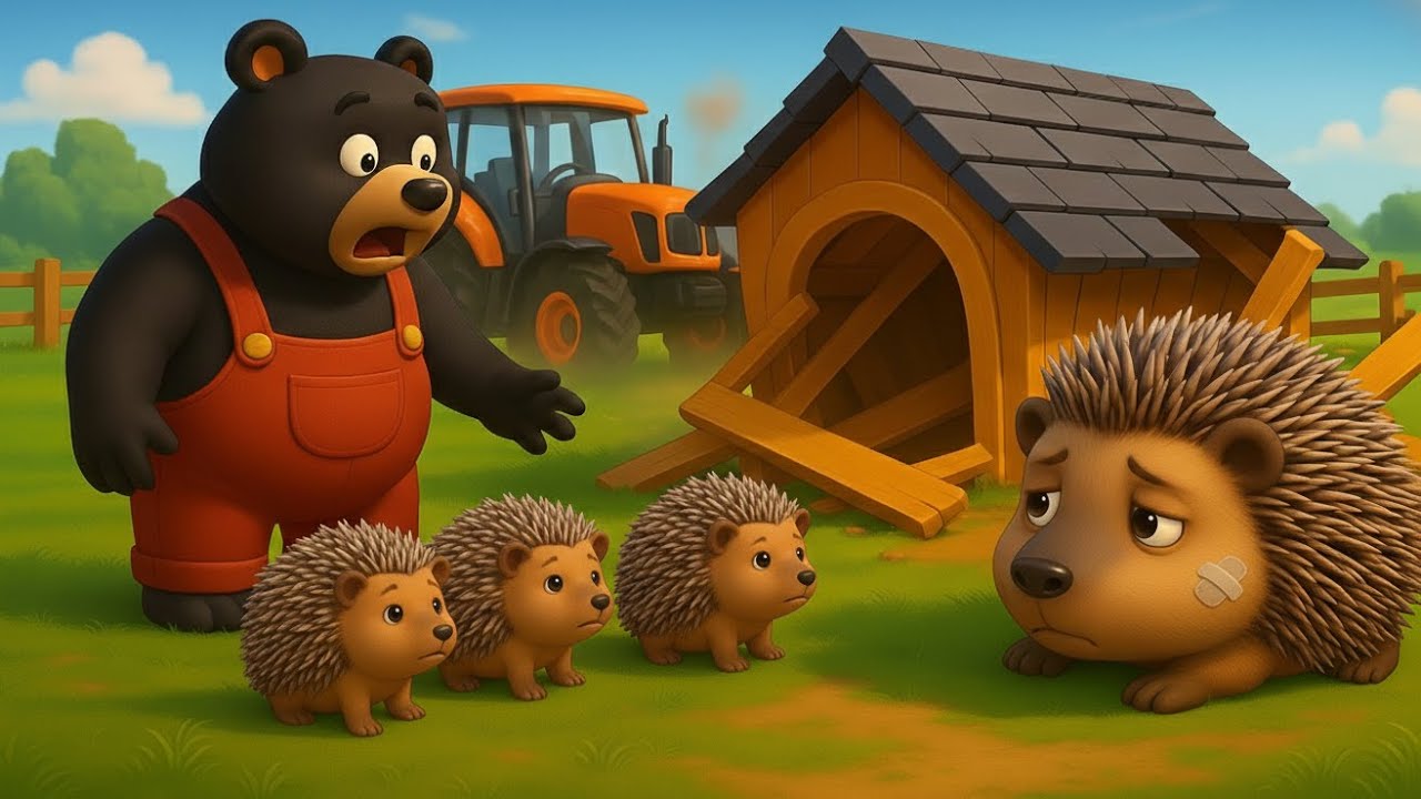 Hedgehog Cage Collapses 😱 Bear Farmer Rescues and Builds a New Cage 🐻🦔 | Vehicles Farm Animated
