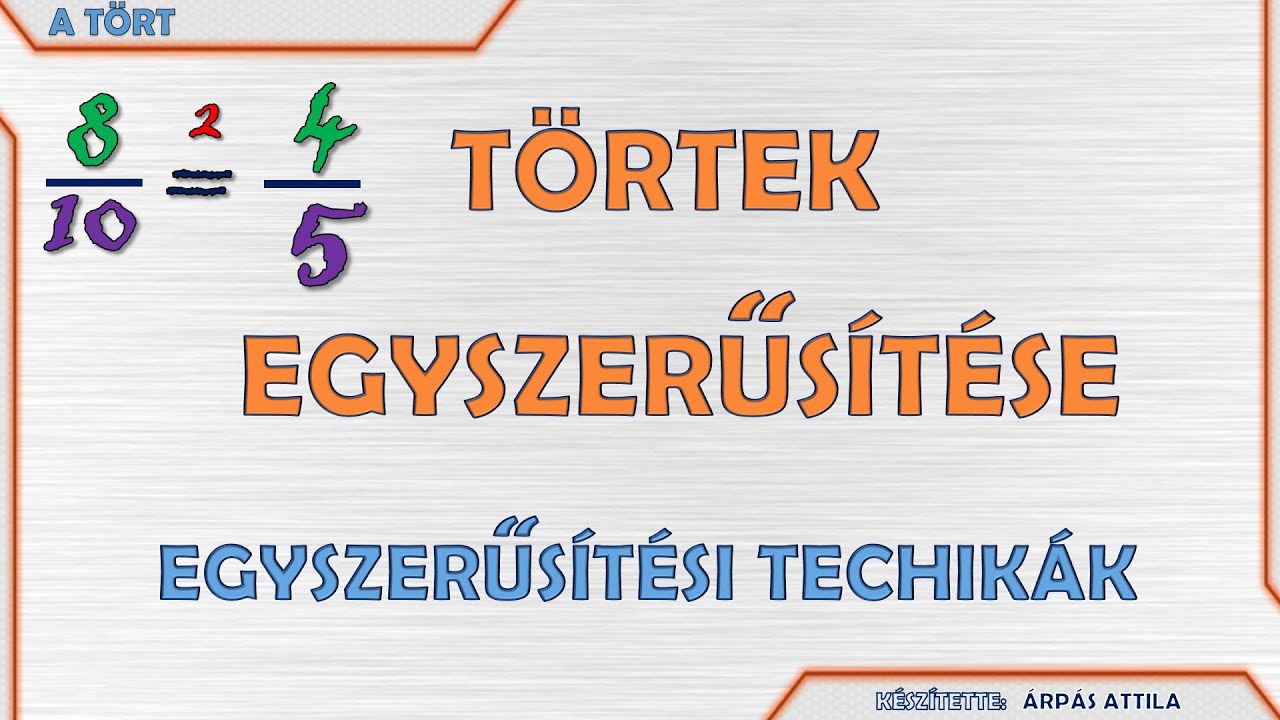 TÖRTEK EGYSZERŰSÍTÉSE – EGYSZERŰSÍTÉSI TECHNIKÁK