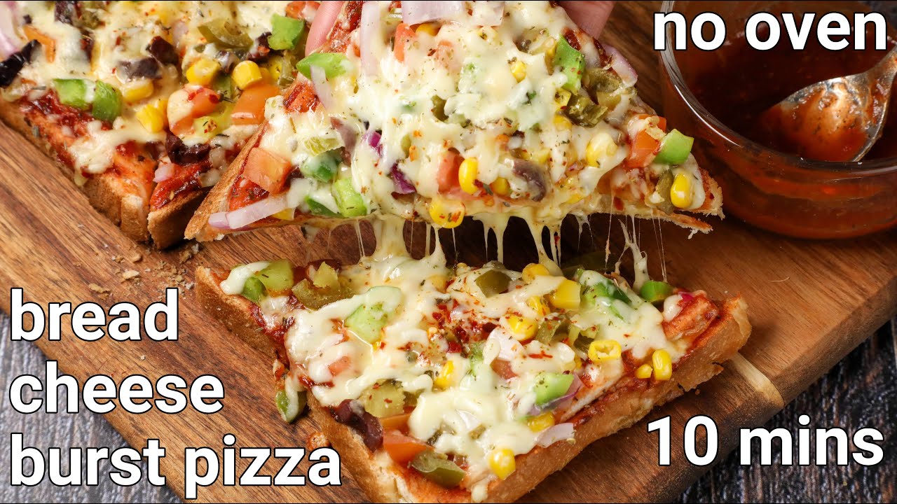 cheese burst pizza - leftover sandwich bread | bread cheese burst pizza | cheese burst bread pizza