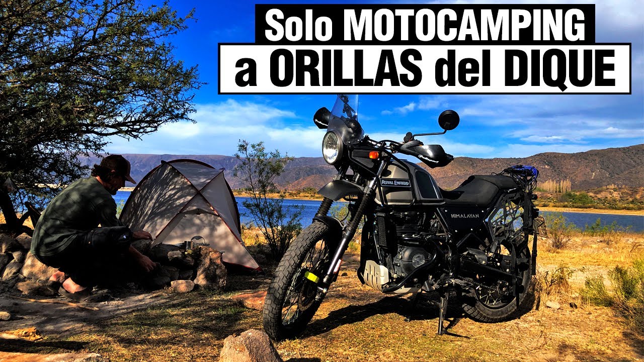 Moto Camping en solitario a orillas del Dique Las Palmeras. Royal Enfield Himalayan. Motorcycle Camp