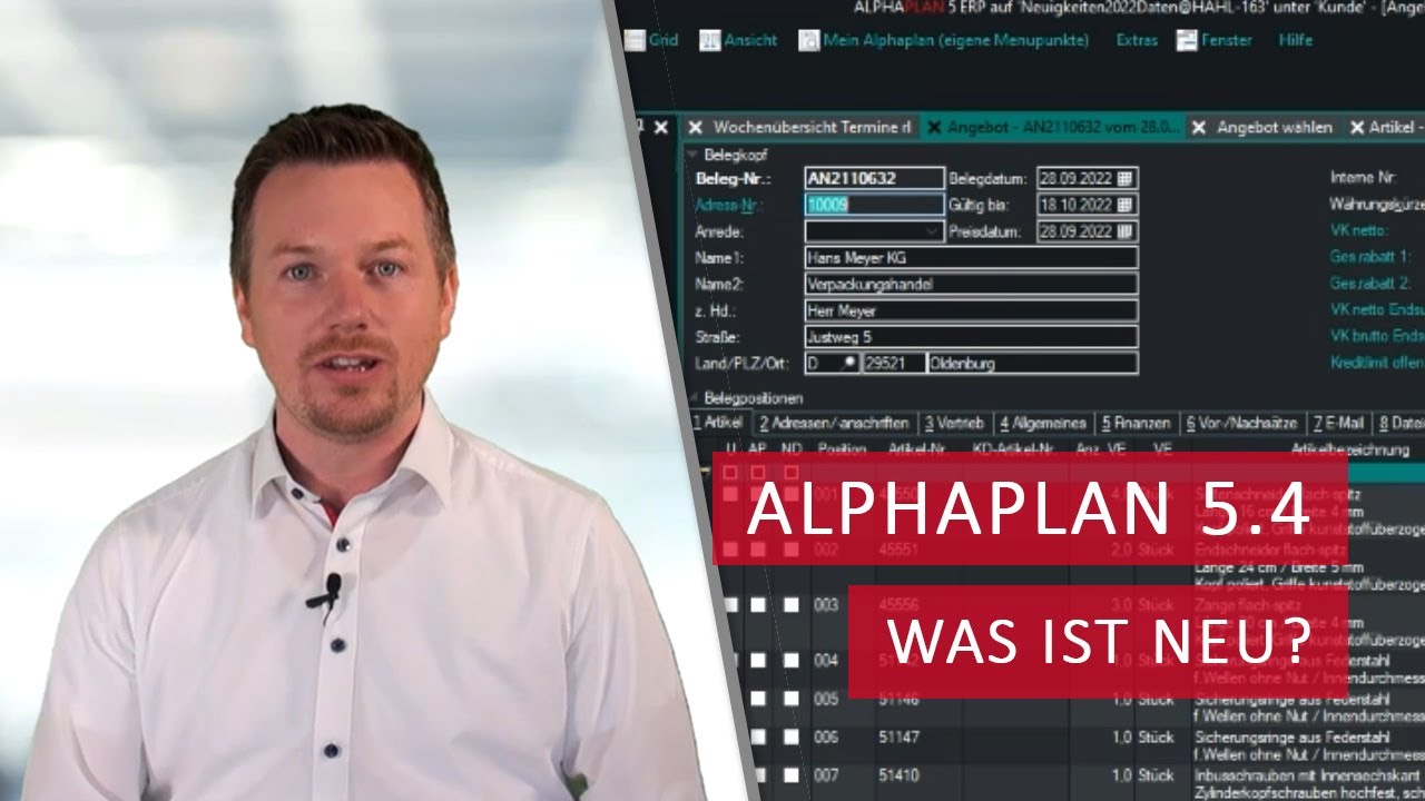 Neuigkeiten in ALPHAPLAN 5.4 - ALPHAPLAN Online 2022