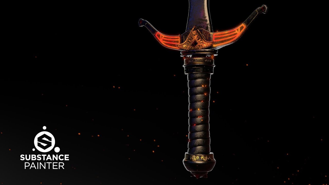 Texturing sword in substance painter.