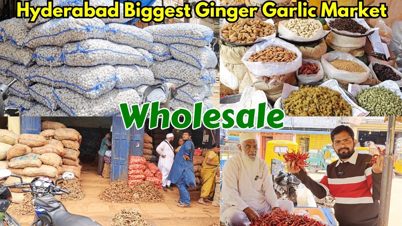 Hyderabad Biggest Wholesale Ginger Garlic Market Osman Gunj |Onions Mirchi Spices Tamarind Wholesale