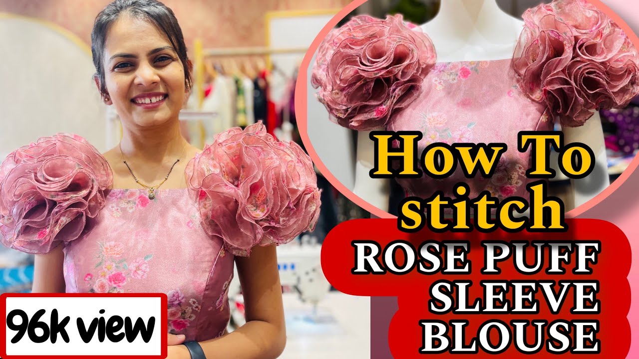 How to stitch off shoulder Rose Puff sleeve Blouse? Easy Tutorial | easy sewing #design #tutorial