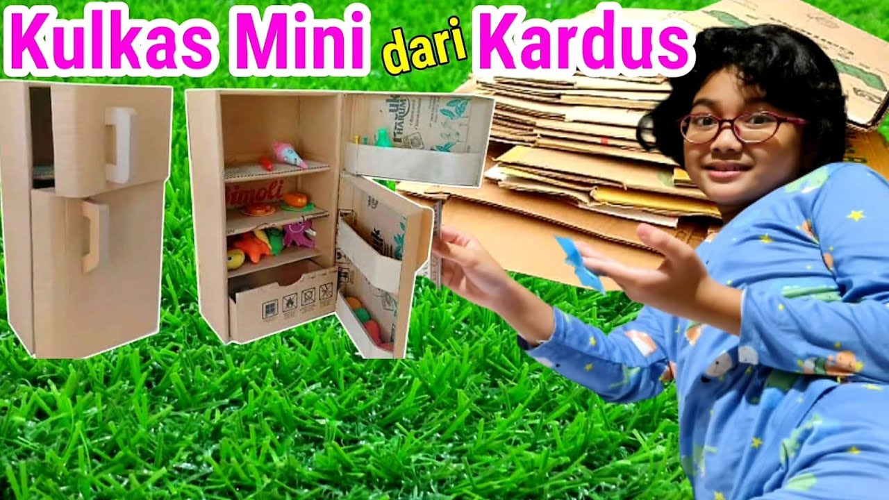 HANUM BIKIN KULKAS MINI DARI KARDUS BEKAS 🧡 DIY KREATIVITAS ANAK 💚 Hanum Diary