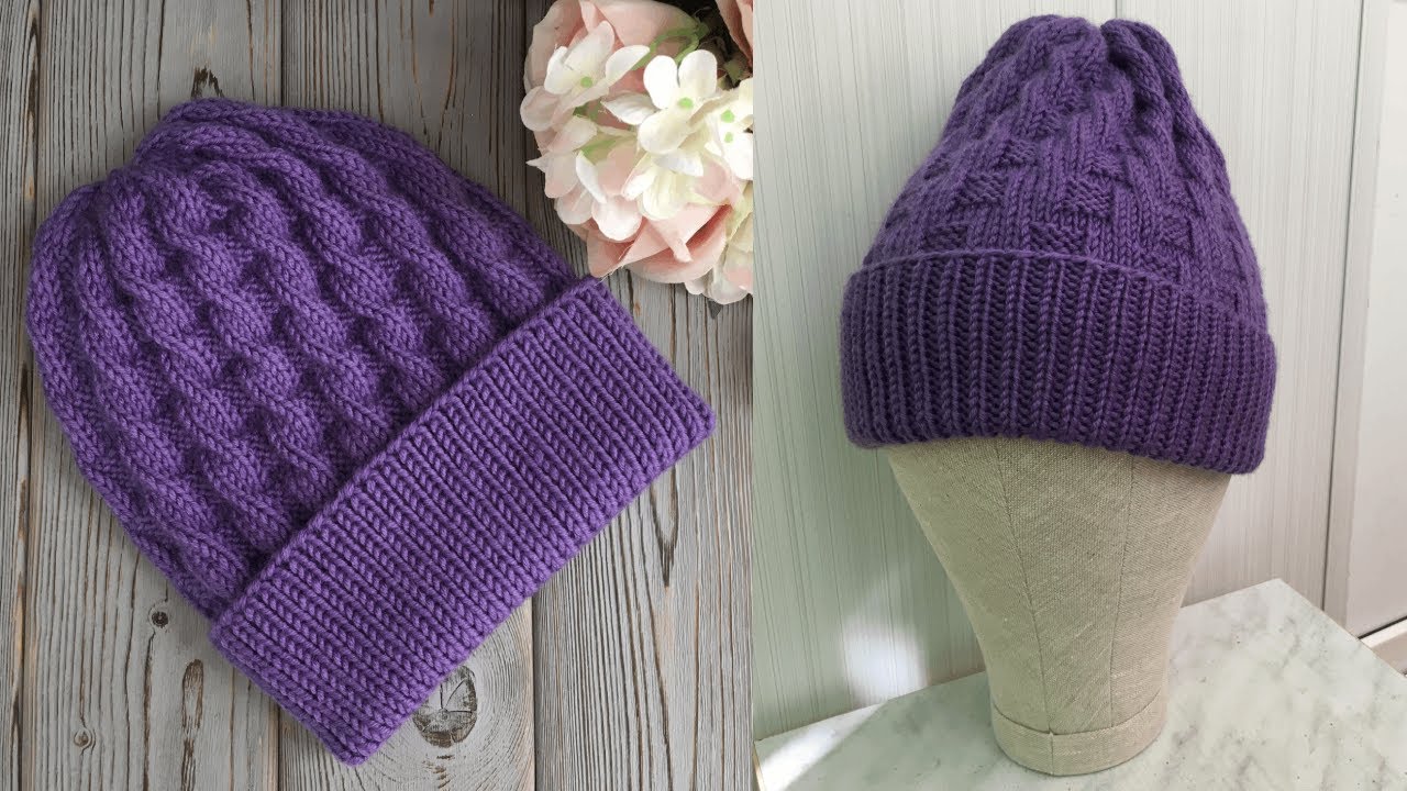 ШАПКА СПИЦАМИ С ОЧЕНЬ ИНТЕРЕСНЫМ УЗОРОМ, КОТОРЫЙ ИМИТИРУЕТ КОСЫ ! KNITTEDHAT