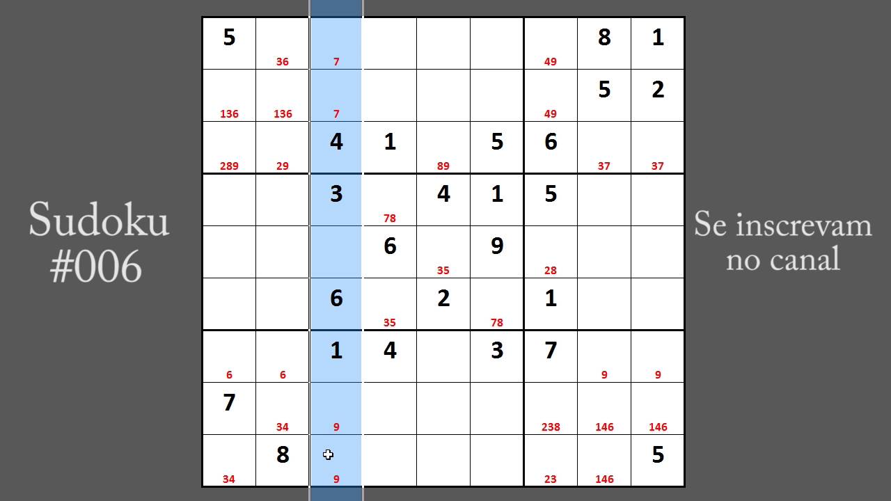 Resolvendo Sudoku #006 hard   difícil   dicas   puzzle   técnicas