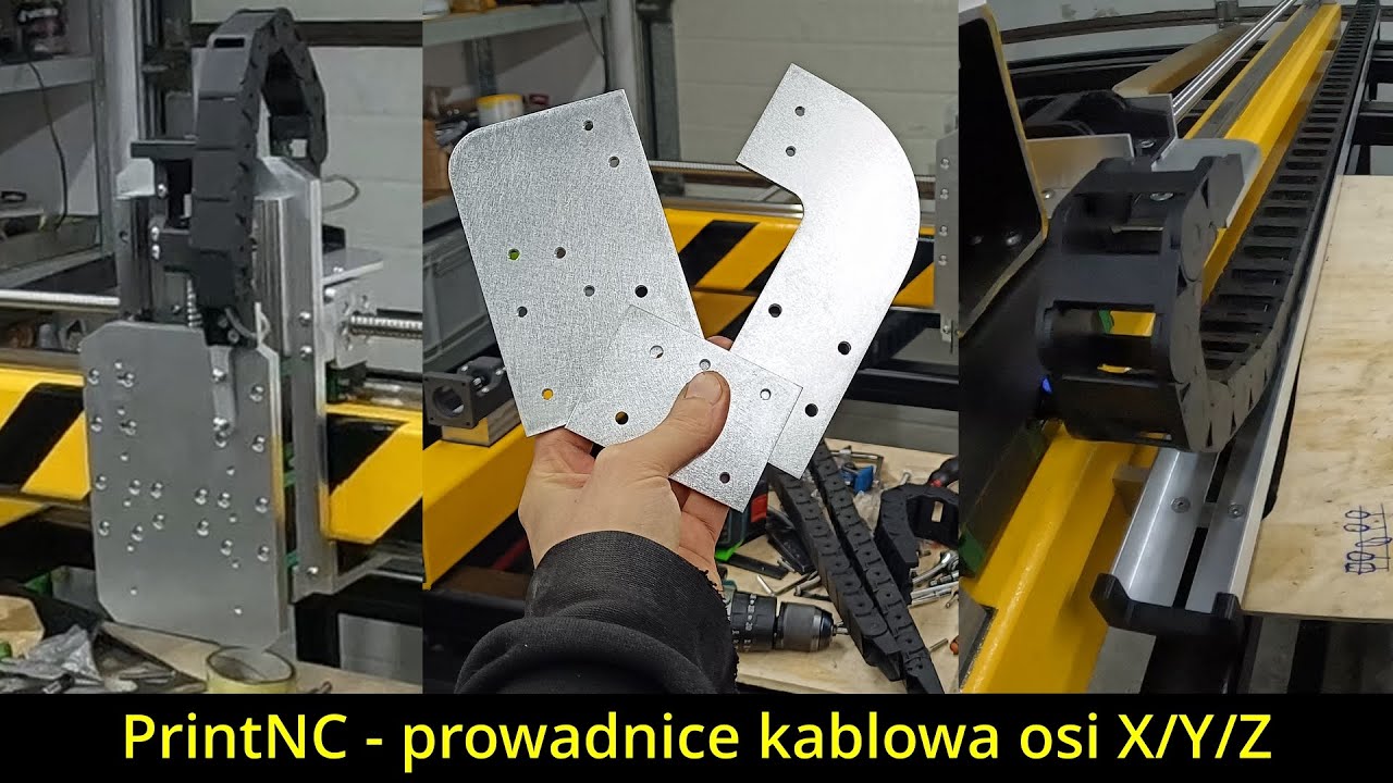 #PrintNC Odc.17 Prowadnice kablowe osi X Y Z oraz kanał smarujący nakrętkę kulową osi Z