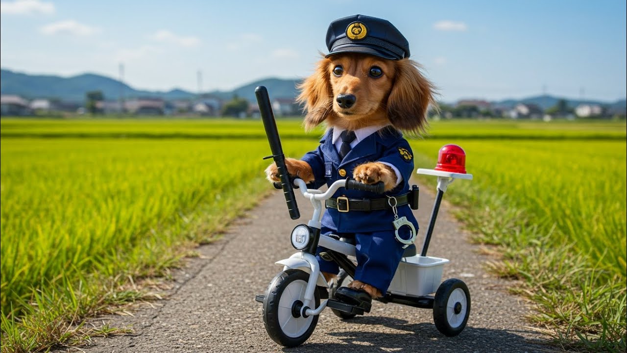 犬のお巡りさんをするダックス
