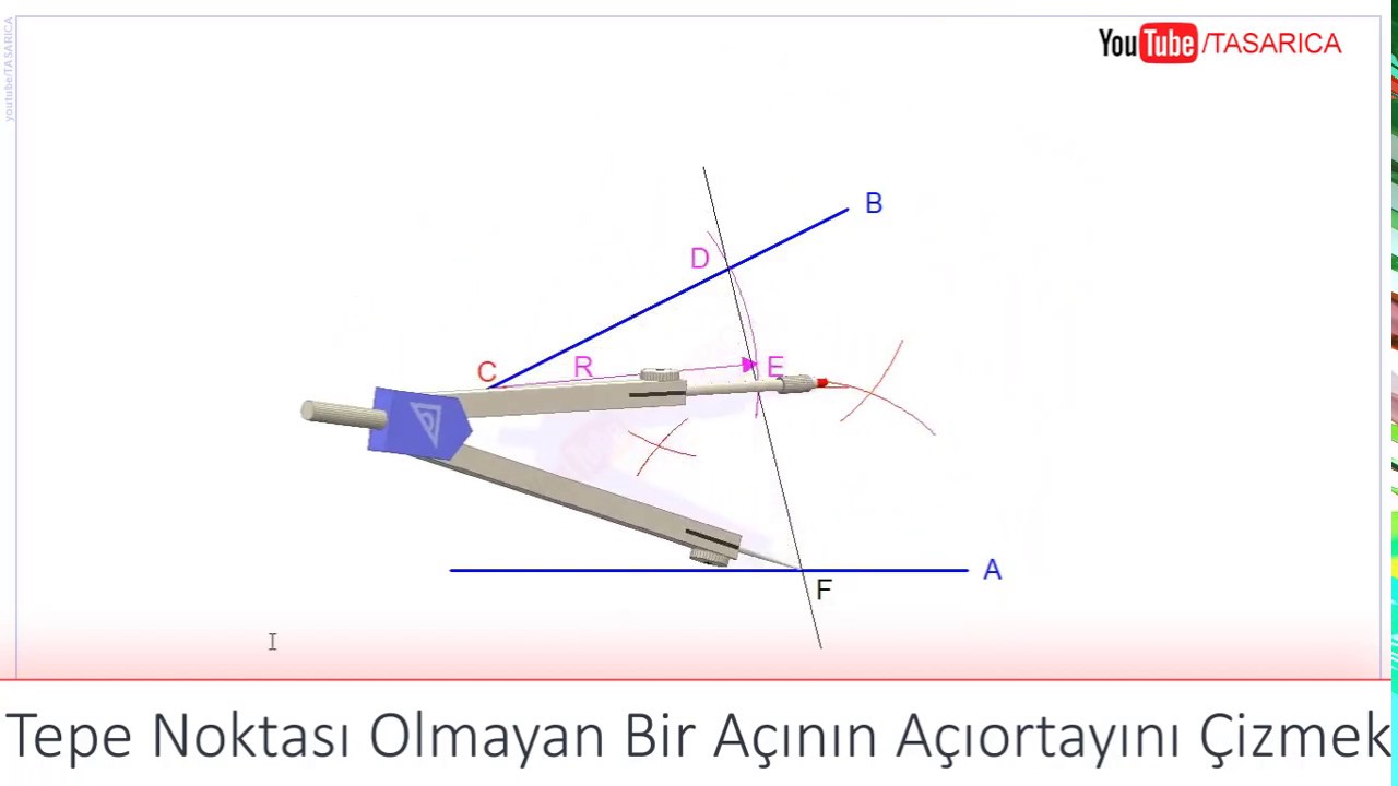 13- Tepe Noktası Olmayan Bir Açının Açıortayını Çizmek ►Renkli Teknik Resim