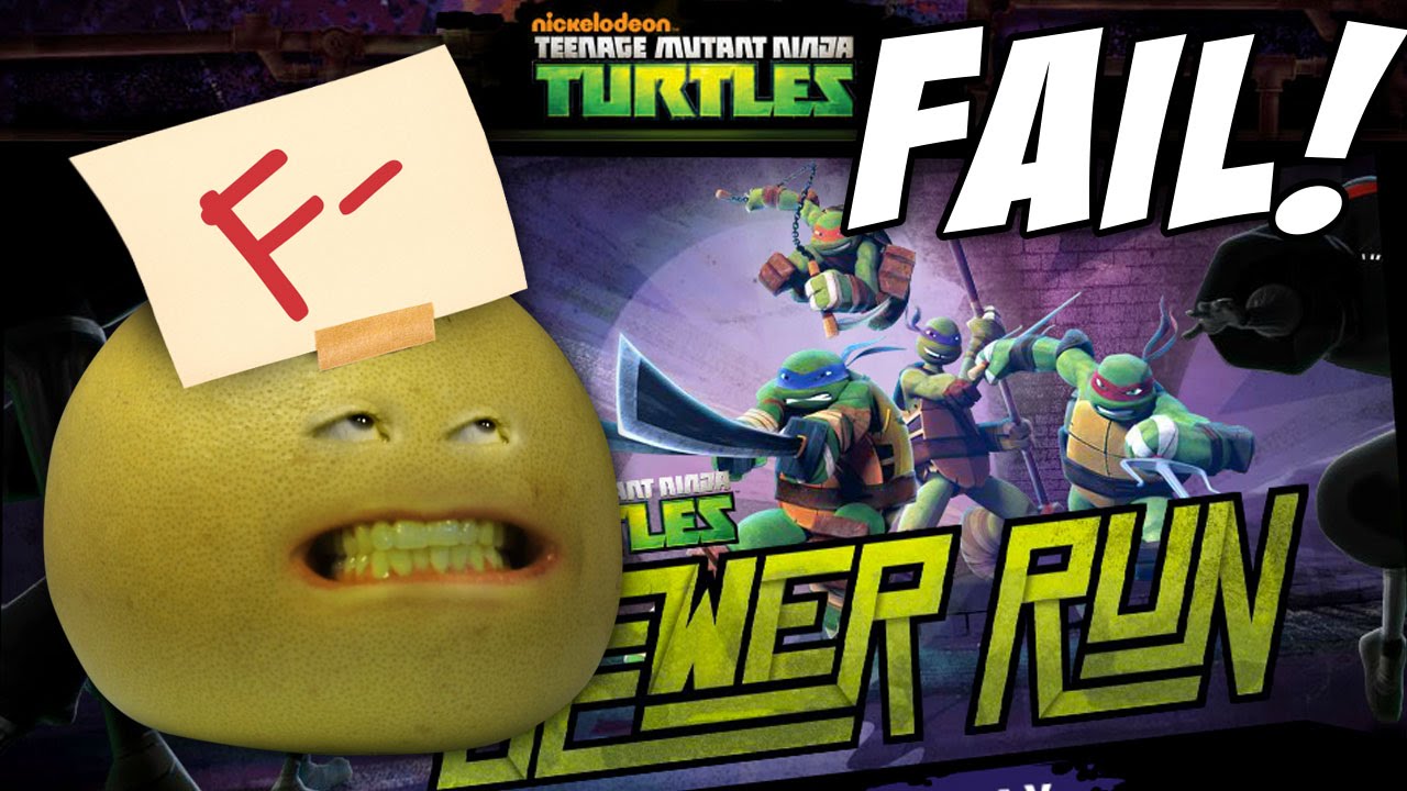Grapefruit Fails at Teenage Mutant Ninja Turtle Sewer Run (Annoying Orange Gaming)