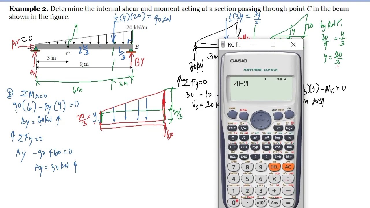 Shear and Moment. Internal Loading at Specified Point Problem 2 (New link at the description)