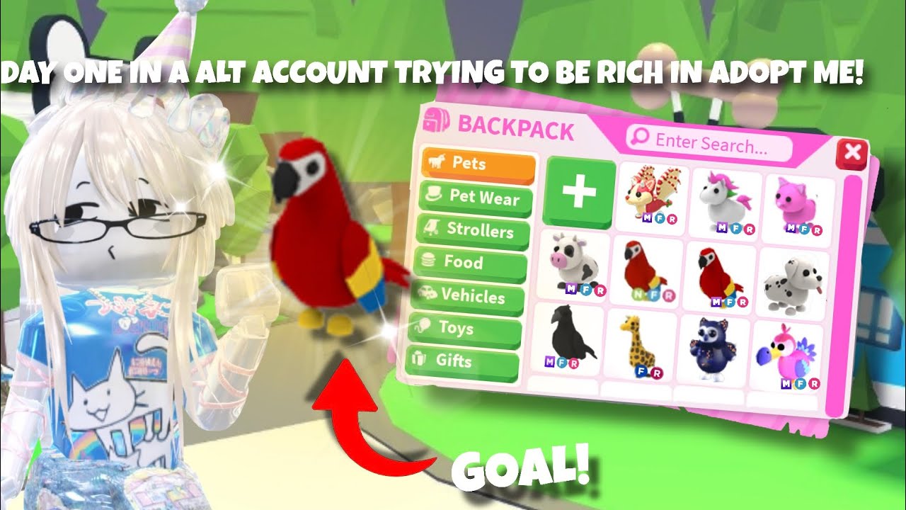 ( DAY ONEE! ) of trying to be rich in adopt me ￼on a ALT ACCOUNT!! #adoptme
