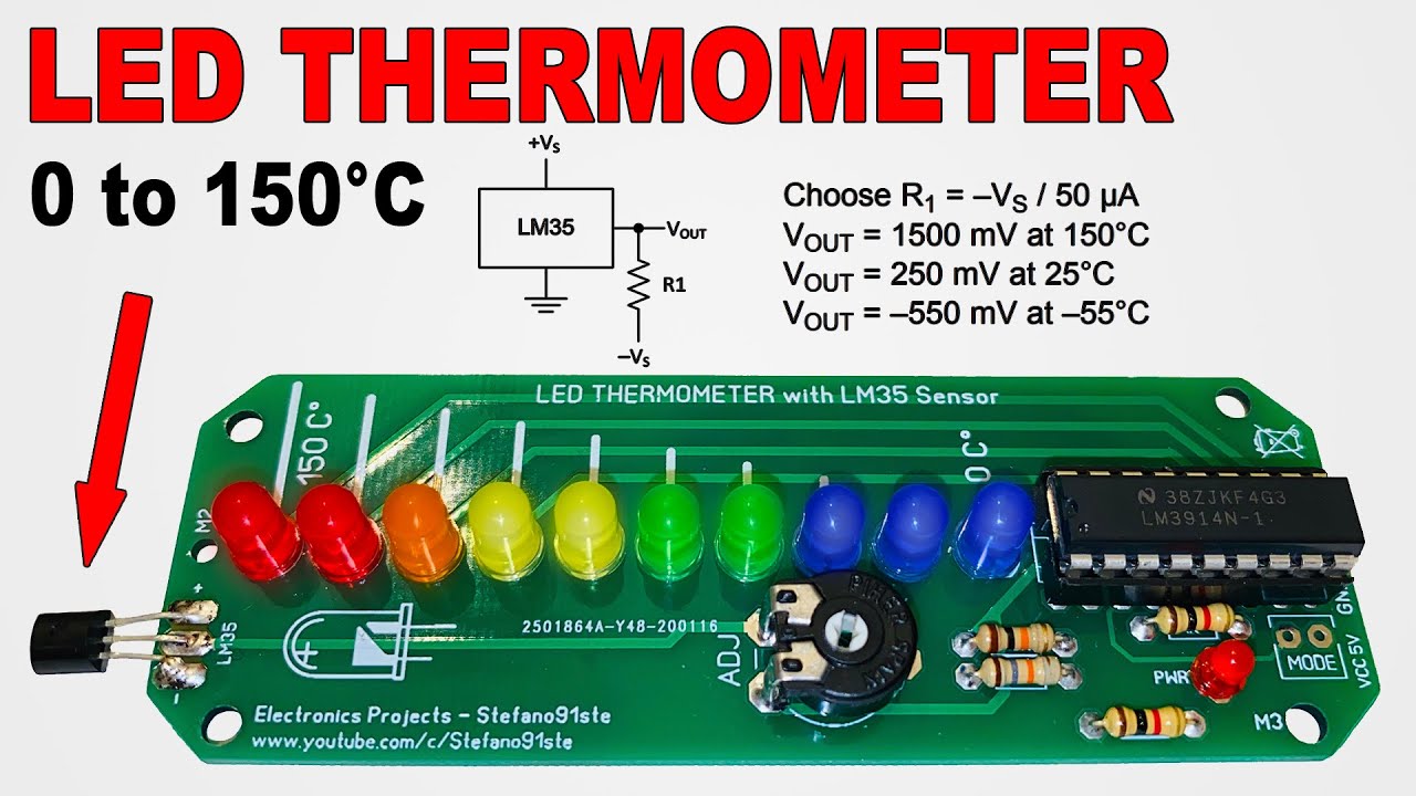 LED Thermometer with LM35 & LM3914 - PCB Tutorial