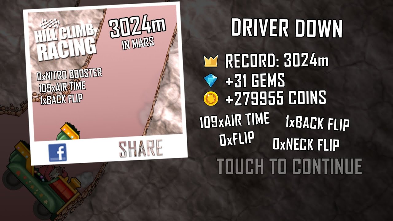 Hill Climb Racing 1.67.4 (120 fps): Kiddie Express + Mars 3024m (full run)