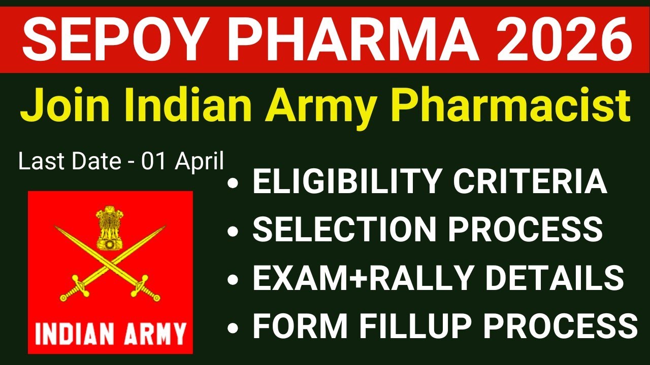 Indian Army Pharmacist Vacancy Update | Sepoy Pharma Vacancy 2026 | Pharma Job Update