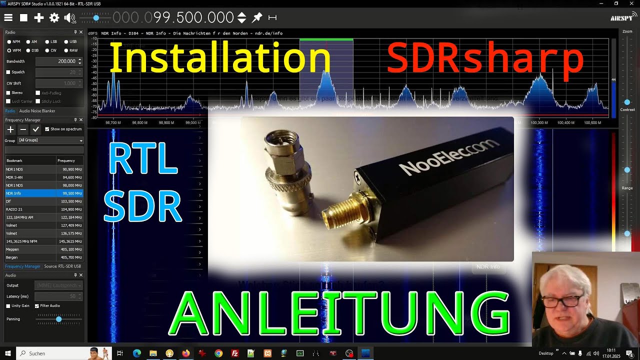 Anleitung &diams; SDRsharp RTL SDR Treiber Installation Einstellung Empfang FM Radio Kurzwelle Langwelle