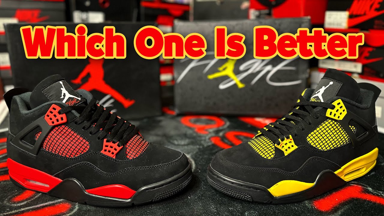 Jordan 4 Thunder vs Red Thunder (Comparison)