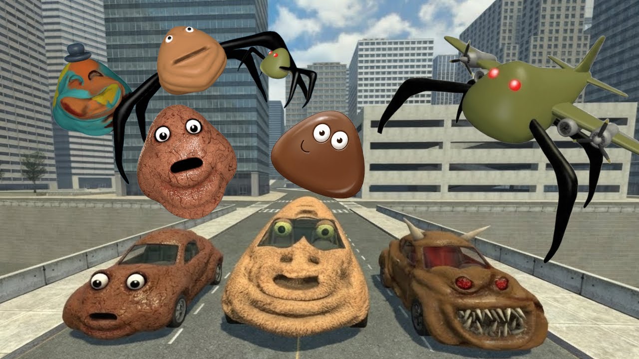 ALL NORMAL 3D POU CAR VERSION Monsters VS BOU'S ALL EVOLUTION HIGHWAY CARS in Garry's Mod