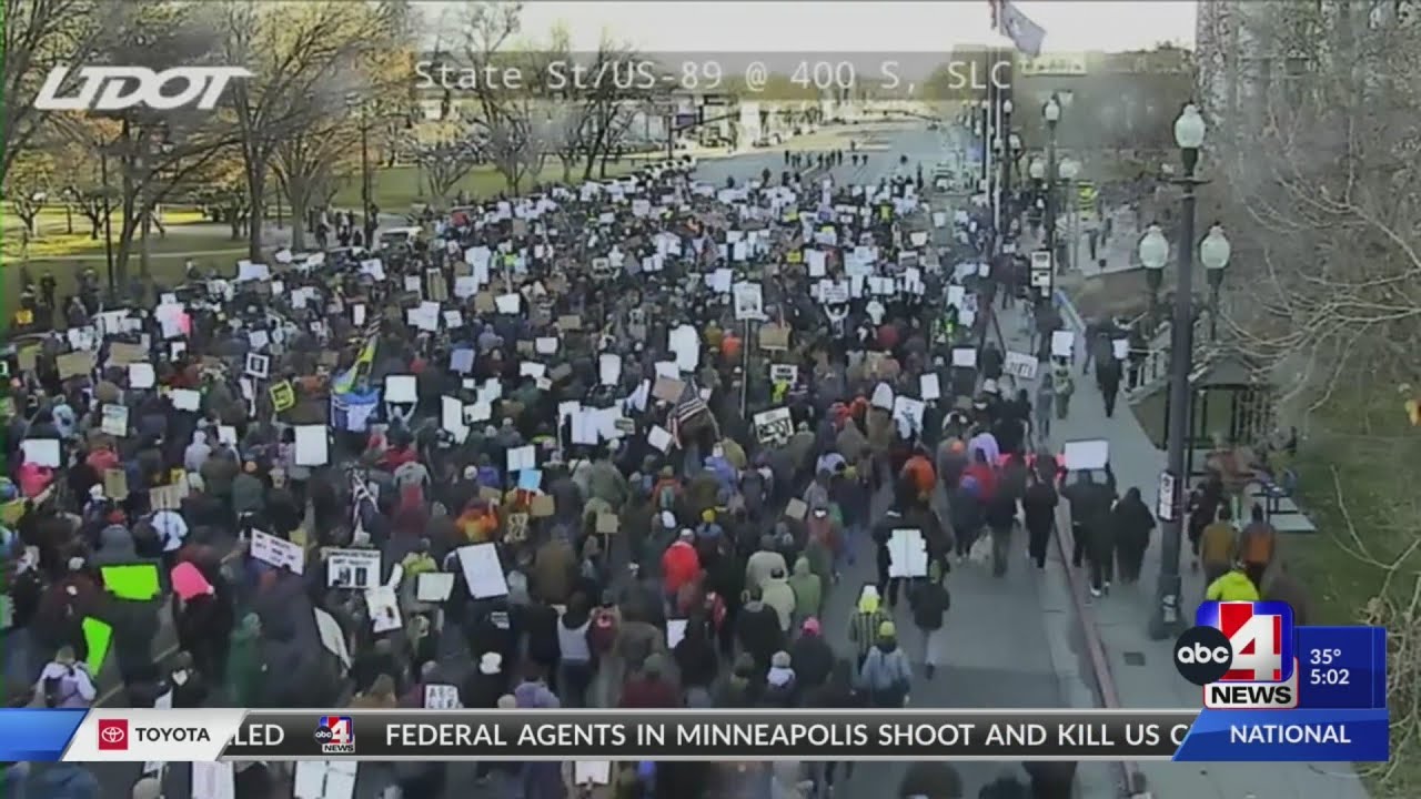 WATCH: People march in Salt Lake City to protest ICE after man was killed in Minneapolis