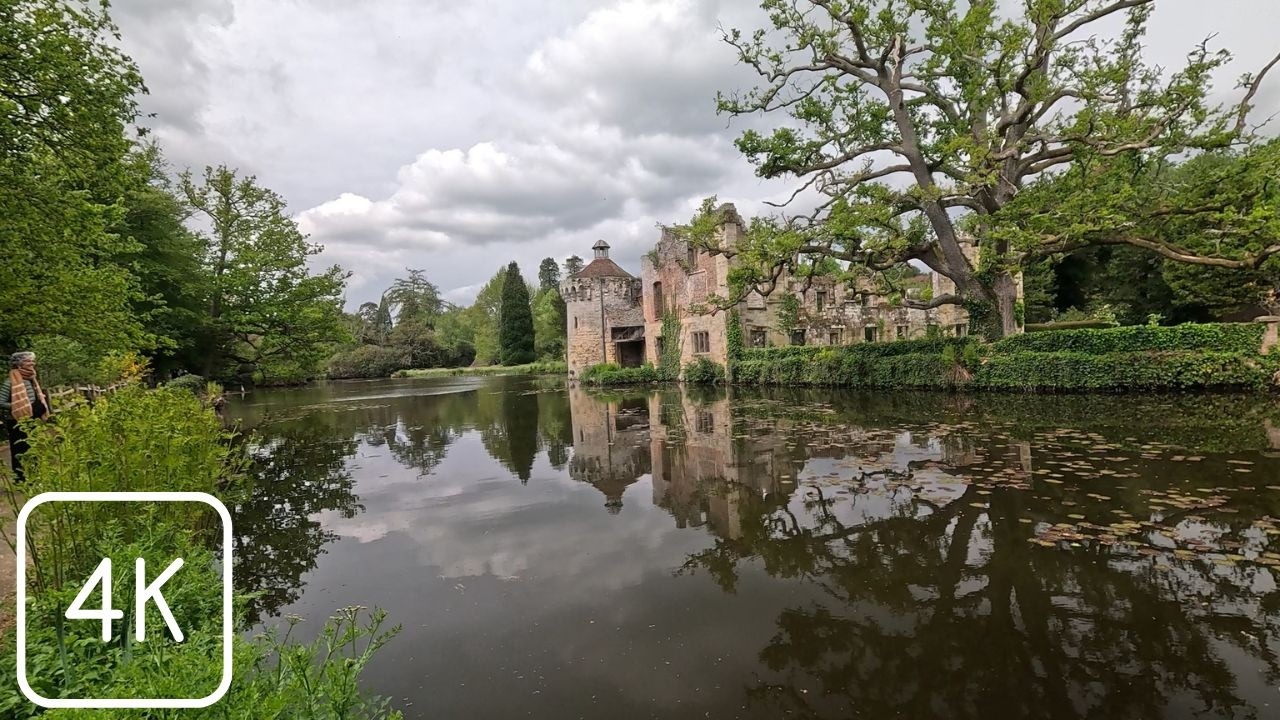 Walk Through a Moated Castle & Gardens | Scotney Castle Kent | Nature & Windy Ambience 4K