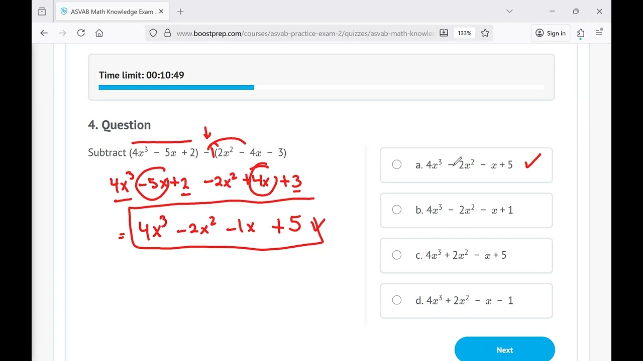 ASVAB Math Knowledge Practice Exam 2