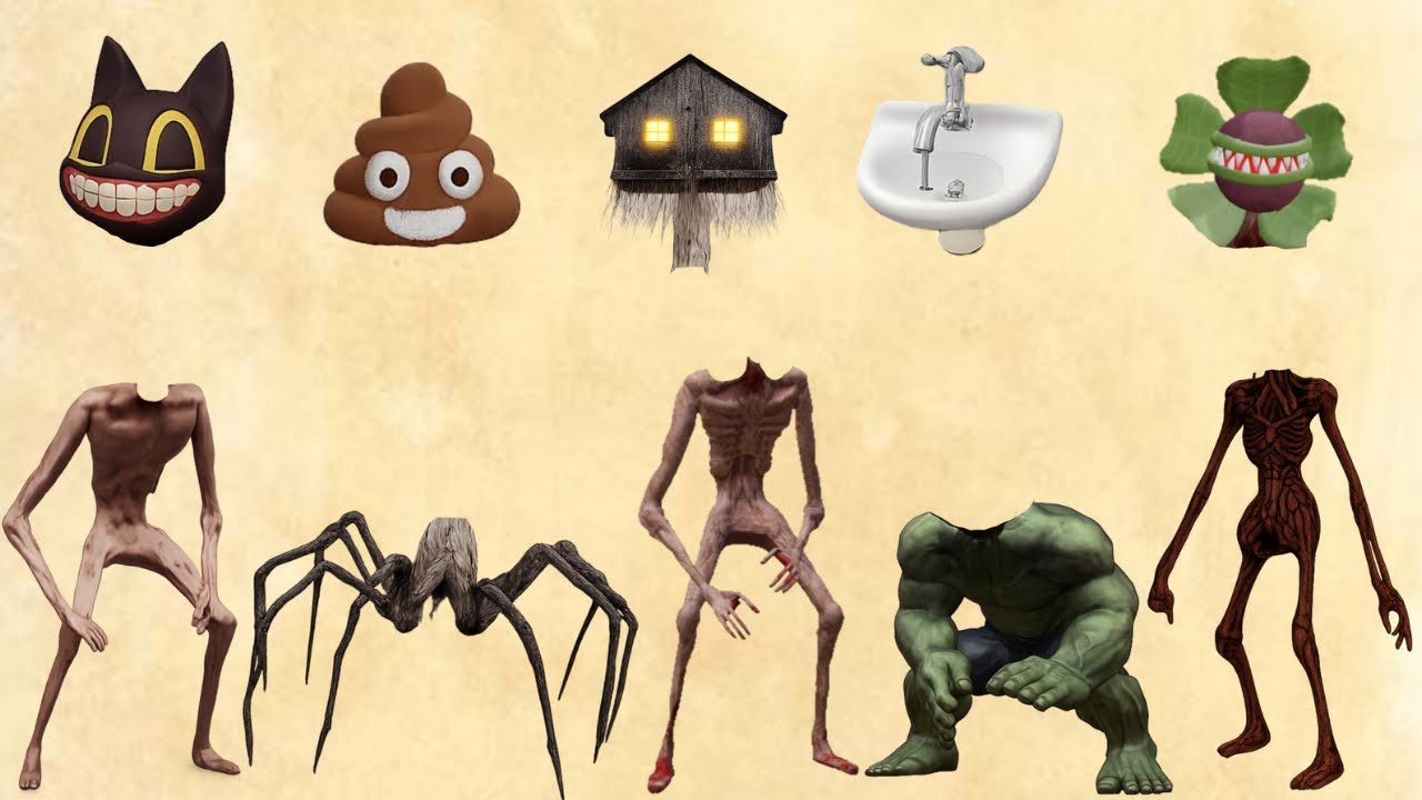 WRONG HEADS SIREN HEAD POOP, SIREN HEAD HOUSE, SIREN HEAD BRAIN EYE, SIREN HEAD OCTOPUS, SIREN HEAD