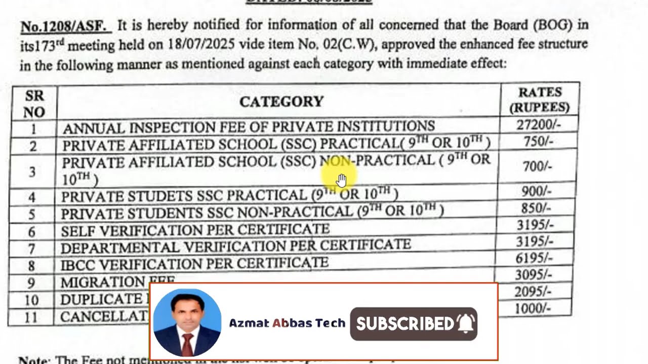 bise dg khan revised fee notification #bisedgkhan