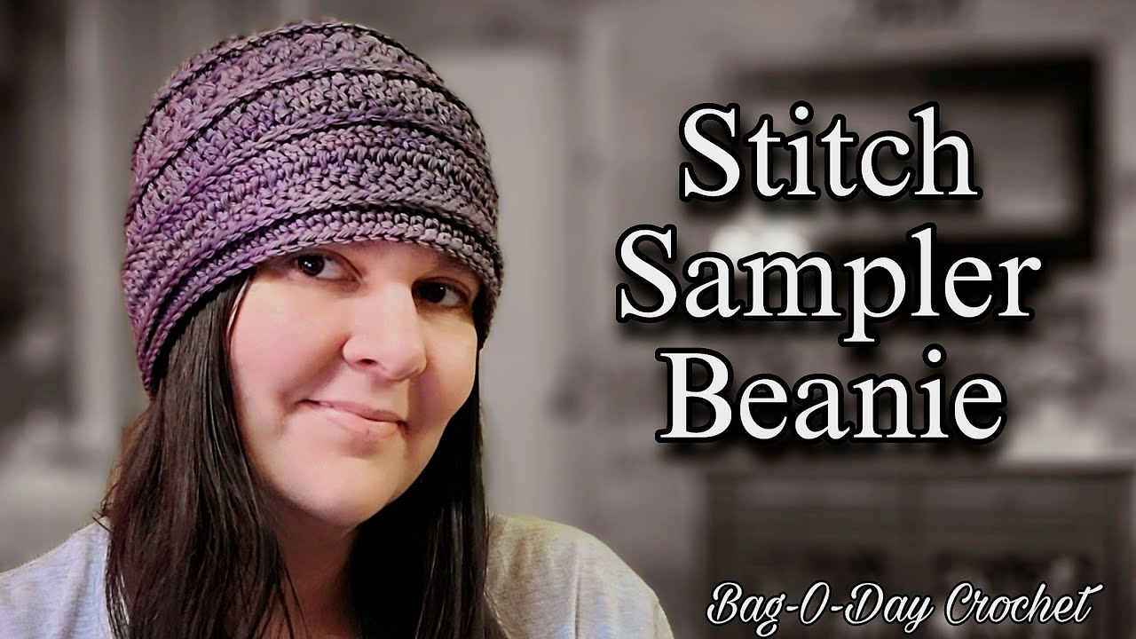 Crochet HAT Tutorial / Crochet Stitch Sampler Beanie