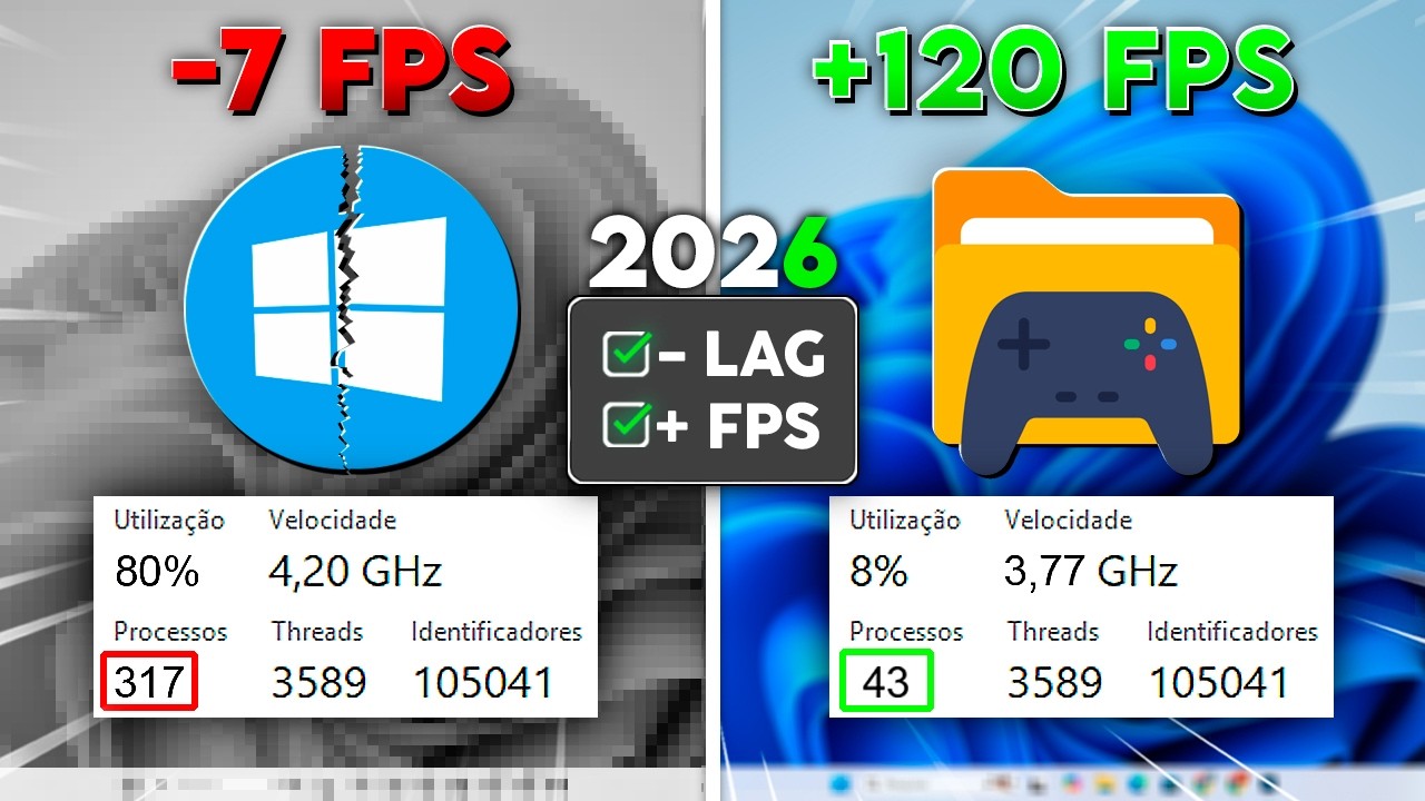 COMO OTIMIZAR O WINDOWS DO JEITO CERTO PARA TER MAIS DESEMPENHO E FPS NOS JOGOS (2026)