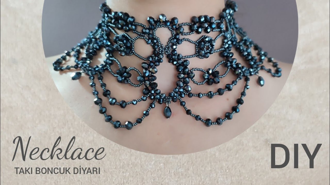 Işıltılı Parti,Düğün Kolyesi Yapımı. Bright Bead Gothic,Choker Necklace.How to make beaded Necklace
