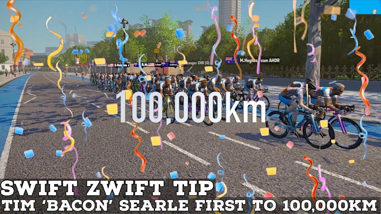 Swift Zwift Tip: 100,000km on Zwift! Tim 'Bacon' Searle's Milestone!