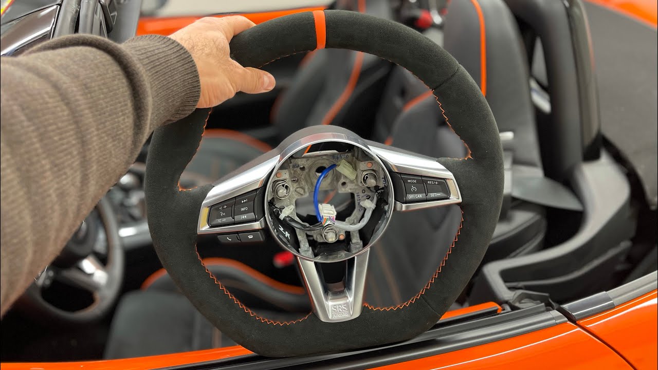 My custom Alcantara steering wheel from Meinlenkrad for my 2019 MX5 30th Anniversary