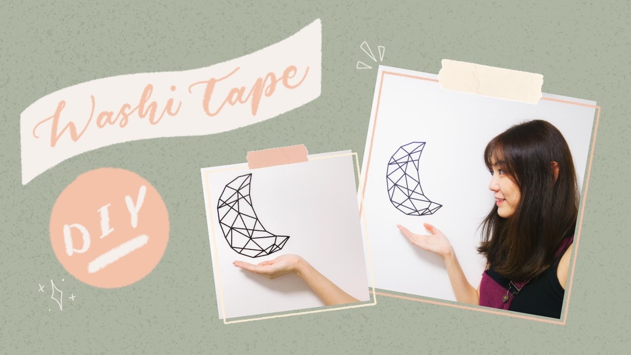 minimal washi tape wall decor DIY (geometric moon)