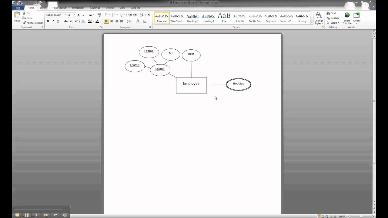ER Diagram in MS Word Part 5 - Creating An Attribute with Primary Key