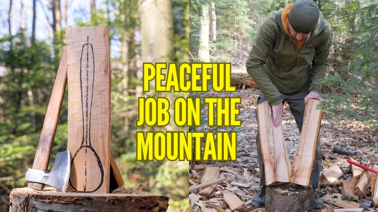 Slow Relaxing Pace of Traditional Woodworking in the Forest. Hiking, Sourcing Wood and Making Spoons
